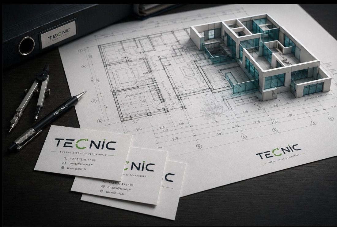 Plan d'étage et maquette 3D sur un bureau d'études